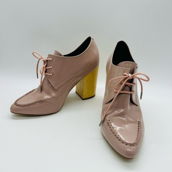 PIED JUSTE FOR ANTHRO BLUSH POINTY LACE UP BLOCK WOODEN HEELS SIZE 38 or 8 - Picture 8 of 13